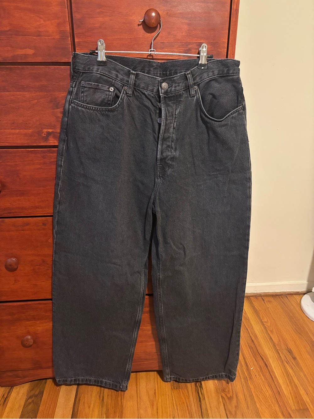 COS Women's Black Wide-Leg Jeans - Washed Black